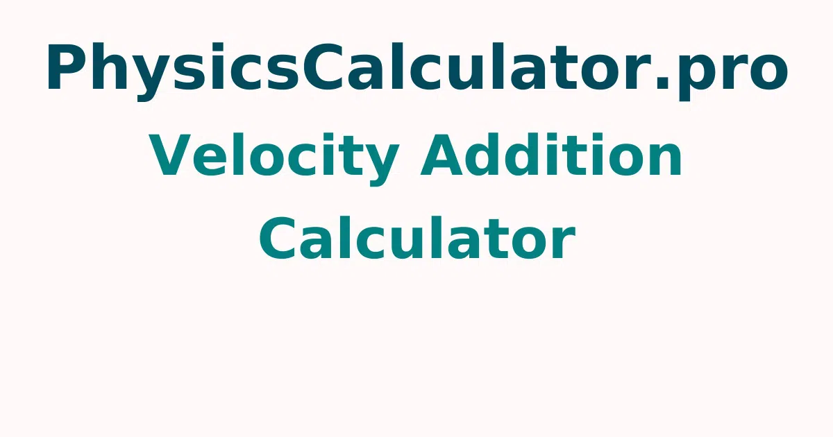 Velocity Addition Calculator